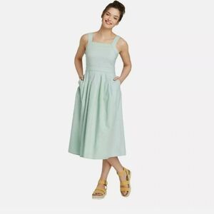Universal thread Chambray pleated retro  y2k midi dress, pockets sz 4
